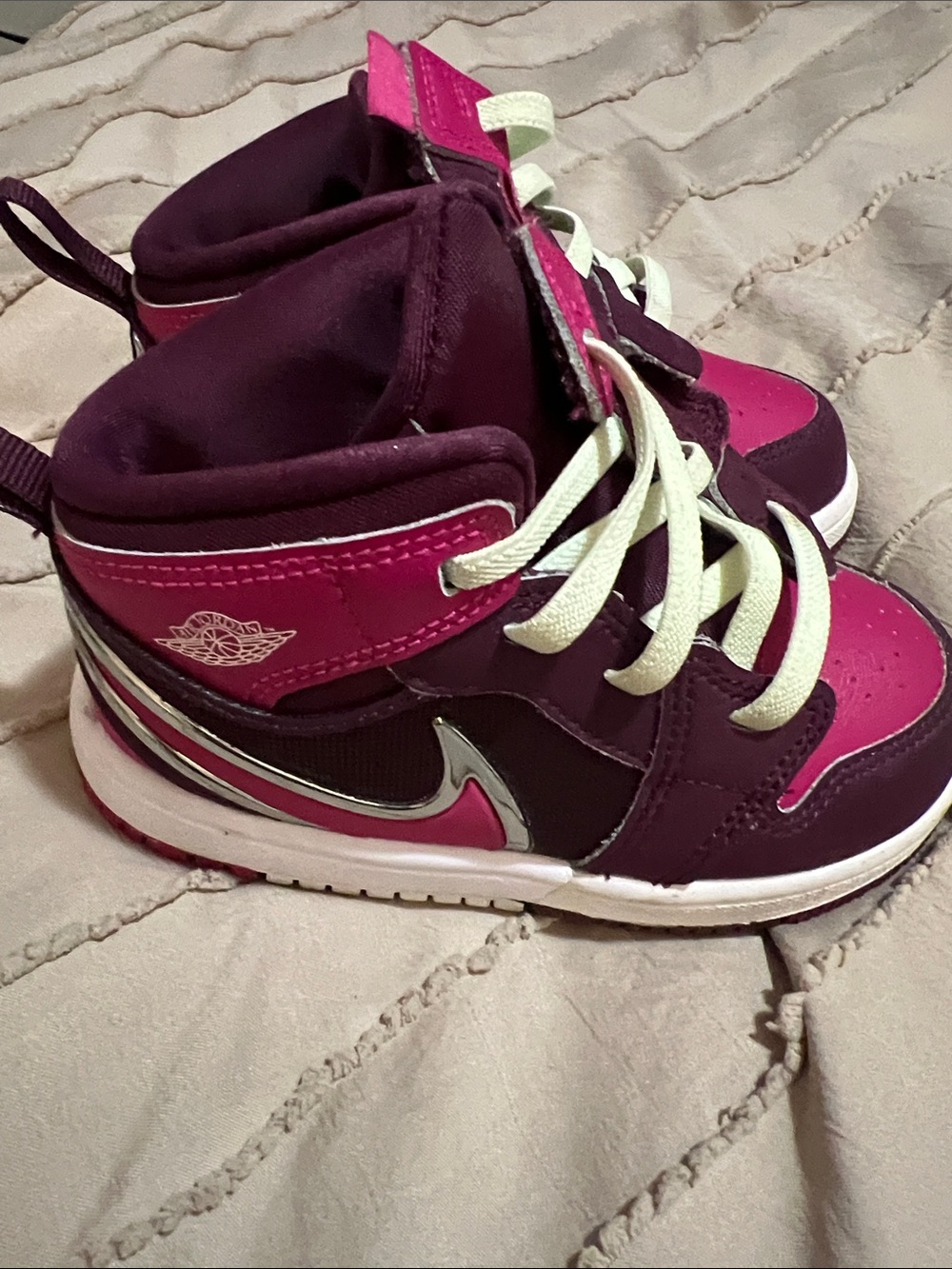 Jordan Kids High-Top Sneakers in Pink and Plum